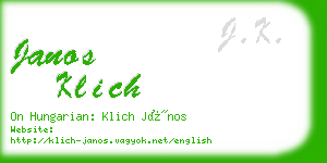 janos klich business card